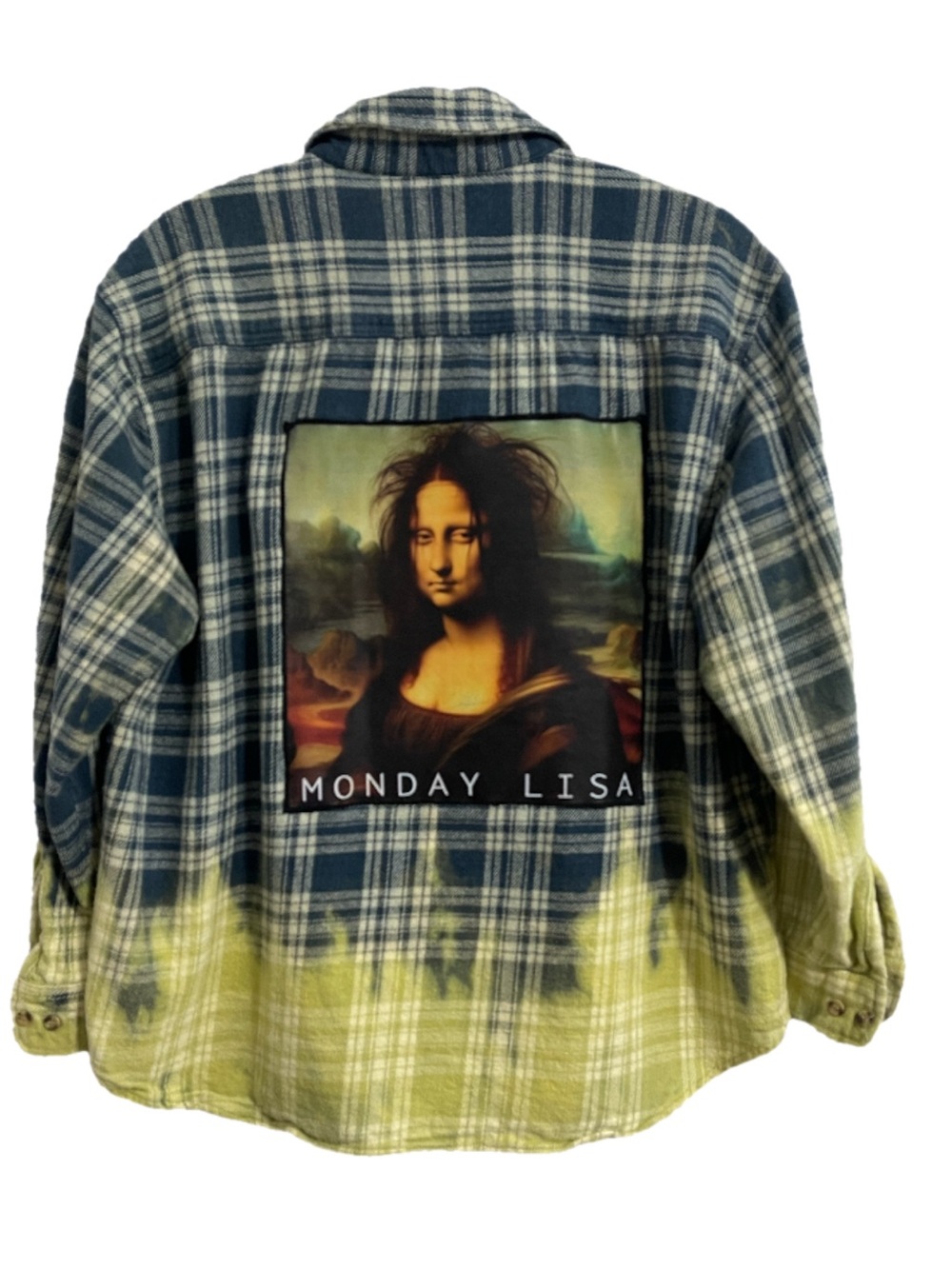Upcycled “Monday Lisa” Plaid Dip-Dye Heavy Cotton Flannel